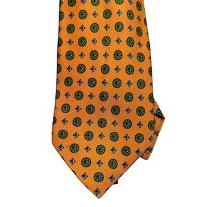 E.Marinella Napoli Bright Yellow Geometric Print Made in Italy 100% Silk 4" Wide